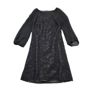Liliana Black Lace‎ Dress Sheer Sleeve Party Cocktail Career Women's Size 4